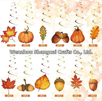 12 τεμάχια μενταγιόν σπιράλ Autum Maple Leaf, μενταγιόν σπιράλ για την Ημέρα των Ευχαριστιών, μενταγιόν φθινοπωρινά φύλλα, διακοσμήσεις πάρτι Autum