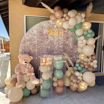 Salveirohelise metalli kuldse alasti värvi kohvipallide pärjakomplekt džungli eluslooduse teemal sünnipäevapeole