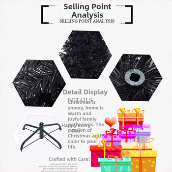 Προσαρμοσμένο χριστουγεννιάτικο κρυπτογραφημένο μεγάλο μαύρο χριστουγεννιάτικο δέντρο σε απόθεμα, εξωτερικά χριστουγεννιάτικα στολίδια για εμπορικά κέντρα, προσαρμοσμένα δώρα