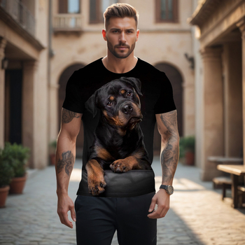 Ανδρικό μπλουζάκι με κοντομάνικο τοπ και σχέδιο τρισδιάστατης εκτύπωσης με θέμα το κουτάβι, σε στενή γραμμή, σε ρετρό στιλ, με σχέδιο κινουμένων σχεδίων και σχέδια