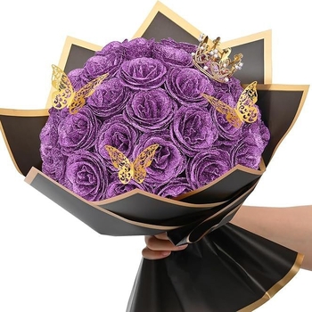 Μπουκέτο με 24 Αφρώδη Τριαντάφυλλα Μπουκέτο DIY Μπουκέτο με Αιώνια Τεχνητά Τριαντάφυλλα Επέτειος Αγίου Βαλεντίνου