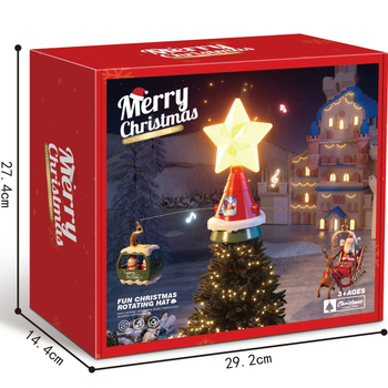 Διασυνοριακό Νέο Προϊόν Διακόσμηση Χριστουγεννιάτικου Δέντρου με Περιστρεφόμενο Φωτιστικό Μουσικής από Πάνω Πλήρως Αυτόματο Φωτισμό Εορταστικής Ατμόσφαιρας