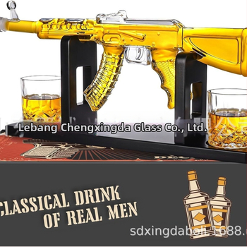 Γυάλινο διαφανές μεγάλο σε σχήμα όπλου καράφα δημιουργικό κόκκινο κρασί μπουκάλι διαφανές γυάλινο κενό μπουκάλι πηγή εργοστάσιο μπορεί να προσαρμοστεί