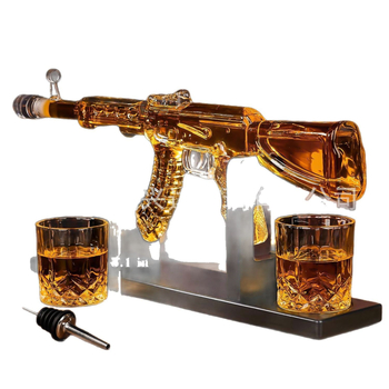 Γυάλινο διαφανές μεγάλο σε σχήμα όπλου καράφα δημιουργικό κόκκινο κρασί μπουκάλι διαφανές γυάλινο κενό μπουκάλι πηγή εργοστάσιο μπορεί να προσαρμοστεί