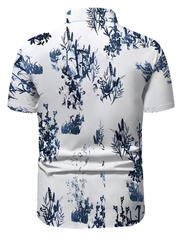 Nyári ing Férfi rövid ujjú ing Külkereskedelmi férfi ruházat Bambuszlevél Alkalmi Vakáció Új Sötétkék Határokon Átnyúló Lélegző