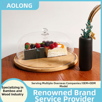 Kūrybinė torto lėkštė Dim Sum padėklas Paprastas permatomas akrilinis dangtelis Deserto stalas Torto vaisių lėkštė Rodyti lėkštę Bambukas