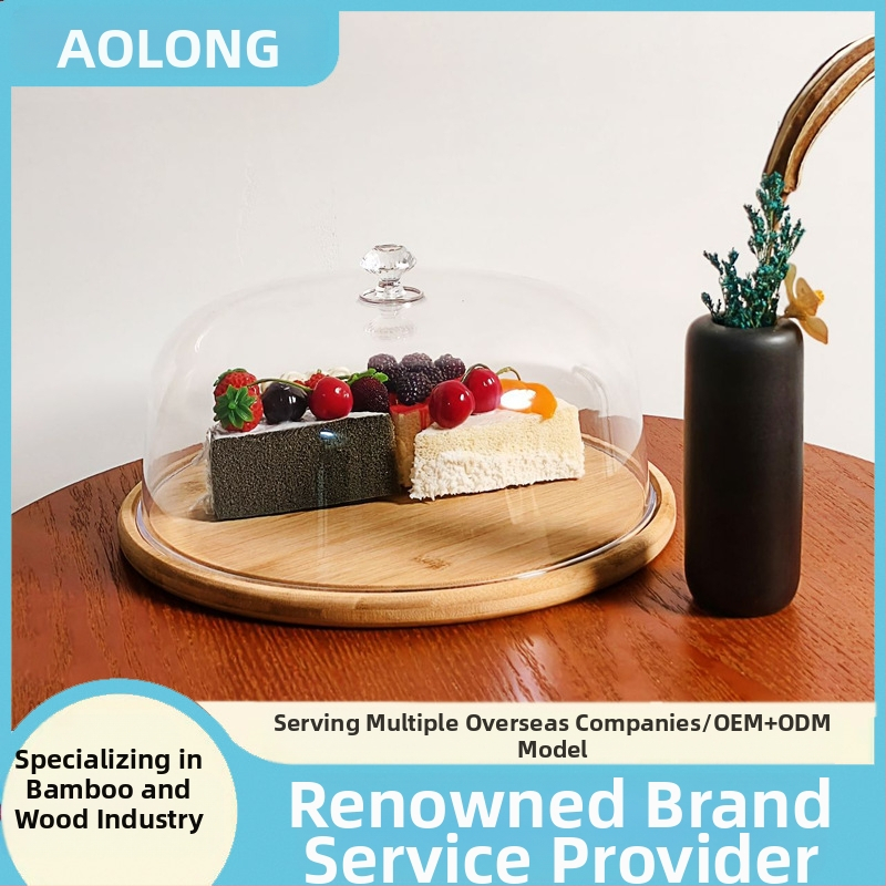 Kūrybinė torto lėkštė Dim Sum padėklas Paprastas permatomas akrilinis dangtelis Deserto stalas Torto vaisių lėkštė Rodyti lėkštę Bambukas