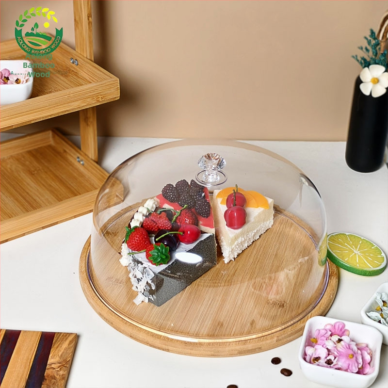 Креативна чиния за торта Dim Sum Tail Прозрачен акрилен капак Десертна маса Торта Плодова чиния Бамбукова чиния
