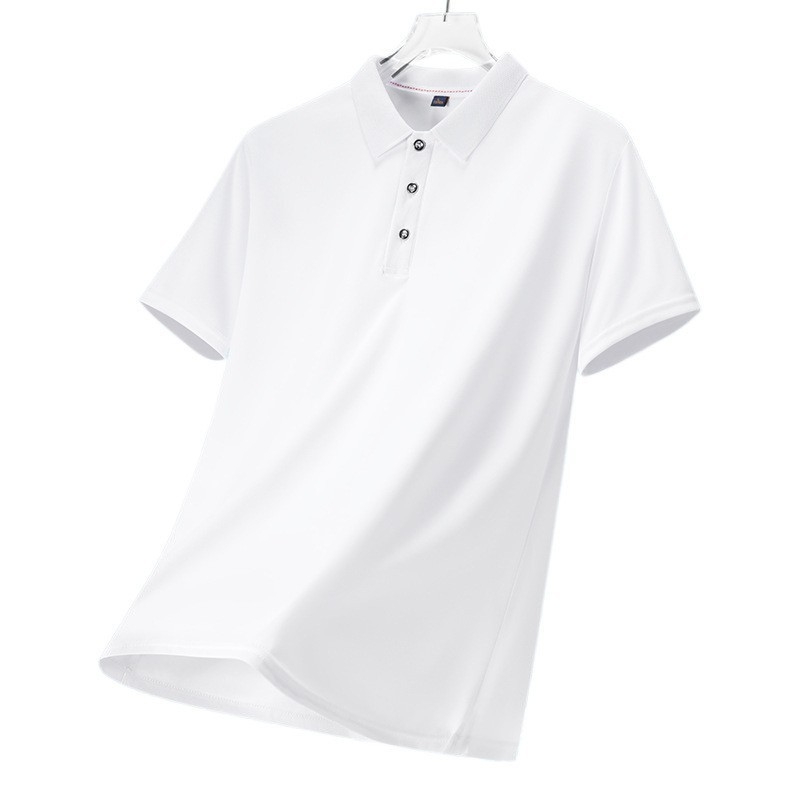 Nyári rövid ujjú, könnyű, luxus, lélegző, egyszínű, jégselyem, vékony hajtókás, divatos, határokon átnyúló férfi póló.