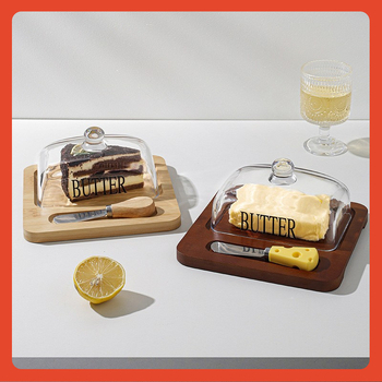 ☾ Νέο Δίσκος Βουτύρου Δίσκος από Μπαμπού Κουτί Αποθήκευσης Τυριών της Amazon, Πιάτο Επιδόρπιο, Πιάτο Ψωμιού με Τυρί