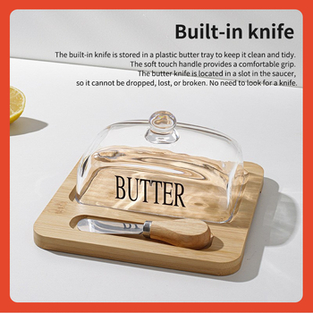 ☾ Νέο Δίσκος Βουτύρου Δίσκος από Μπαμπού Κουτί Αποθήκευσης Τυριών της Amazon, Πιάτο Επιδόρπιο, Πιάτο Ψωμιού με Τυρί