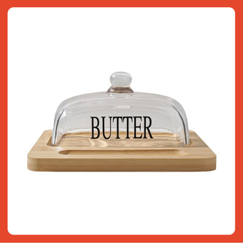 ☾ Νέο Δίσκος Βουτύρου Δίσκος από Μπαμπού Κουτί Αποθήκευσης Τυριών της Amazon, Πιάτο Επιδόρπιο, Πιάτο Ψωμιού με Τυρί
