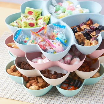 Χαριτωμένο πιάτο φρούτων με γεύση σιταριού σε σχήμα λουλουδιού, πιάτο φρούτων, πιάτο σπόρων πεπονιού, πιάτο αποξηραμένων φρούτων, πλαστικό σνακ γραφείου, κουτί καραμελών πολλαπλών πλεγμάτων