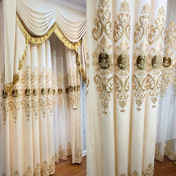 Prabangios užuolaidos nuo saulės, pagamintos iš storo šenilo lazeriu siuvinėto audinio, skirtos svetainei, miegamajam ir 24 valandų pristatymui.