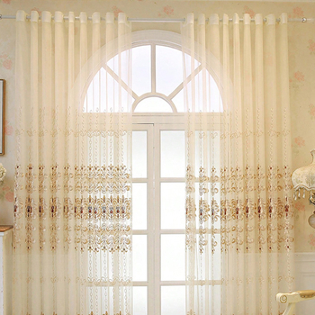 Sandėlyje esantys tarpvalstybiniai gatavi produktai „Four Seasons“ svetainė valgomasis balkonas langai nuo grindų iki lubų europietiška siuvinėta nuo saulės užuolaida mėlyna