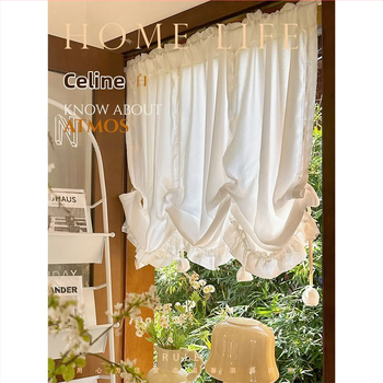 Prancūziško stiliaus šviesios prabangios užuolaidos romėniškos užuolaidos pakeliamos užuolaidos šešėlis pusu užuolaida miegamojo durų užuolaida marlės užuolaida virtuvėje vandens užuolaida su lipdukais