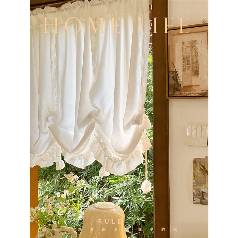 Francúzsky štýl Ľahký luxusný záves Rímsky záves Výsuvný záves Tienidlo do spálne Dverové závesy Gázový záves Kuchynský vodný záves Suchý zips