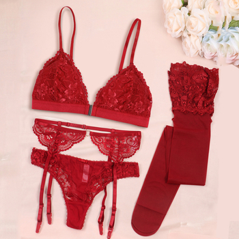 Pitsiline aluspesuülikond Euroopa ja Ameerika seksikad punased sukad, sukahoidja, neljaosaline eesmine nööbiga aluspesurihm