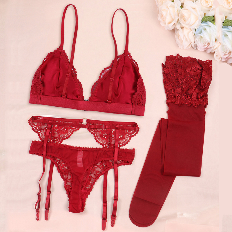 Pitsiline aluspesuülikond Euroopa ja Ameerika seksikad punased sukad, sukahoidja, neljaosaline eesmine nööbiga aluspesurihm