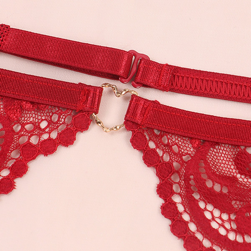 Pitsiline aluspesuülikond Euroopa ja Ameerika seksikad punased sukad, sukahoidja, neljaosaline eesmine nööbiga aluspesurihm