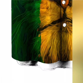 Ανδρικό πουκάμισο με κοντό μανίκι και κουμπιά σε σχήμα λιονταριού, τρισδιάστατη εκτύπωση σε χρώμα μπλοκ, καλοκαιρινά ανδρικά ρούχα,