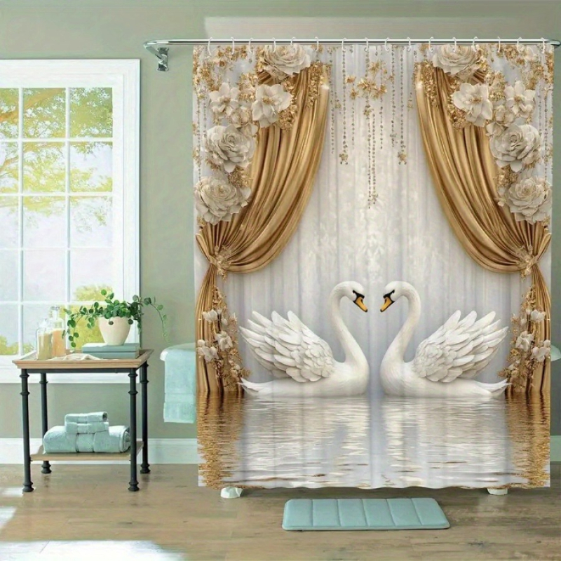 Sheini piiriülene e-kaubandus Elegantne Swan Design vannitoa dušikardin polüesterkangast Ameerika Ühendriigid, Euroopa ja Põhja-Ameerika