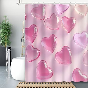 Amazon határokon átnyúló e-kereskedelem Valentin-napra átlátszó kristály szív alakú rózsaszín szívmintás zuhanyfüggöny Egyesült Államok Európa és Észak-Amerika
