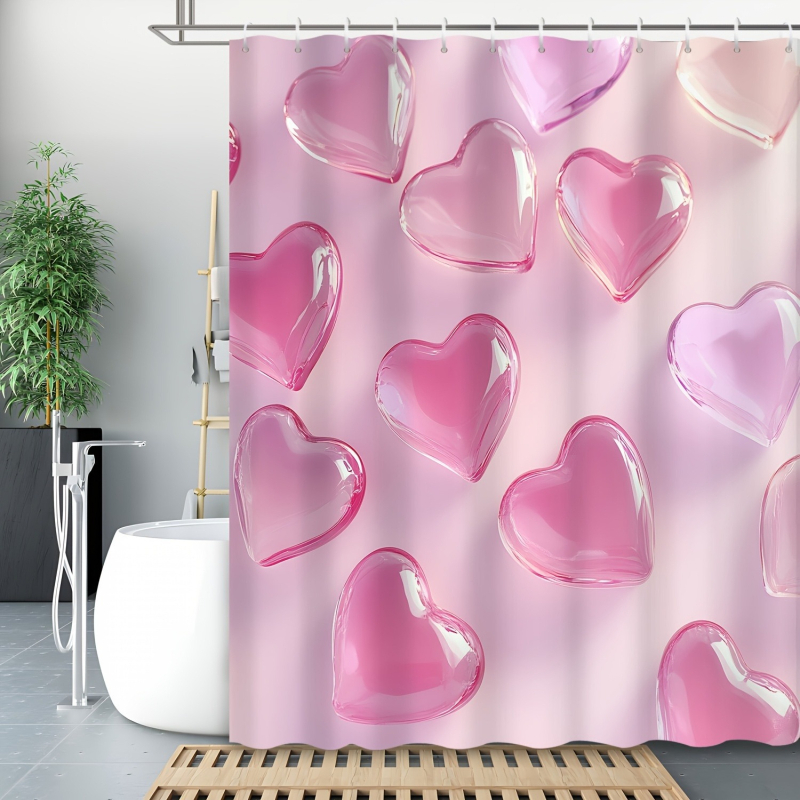 Amazon határokon átnyúló e-kereskedelem Valentin-napra átlátszó kristály szív alakú rózsaszín szívmintás zuhanyfüggöny Egyesült Államok Európa és Észak-Amerika