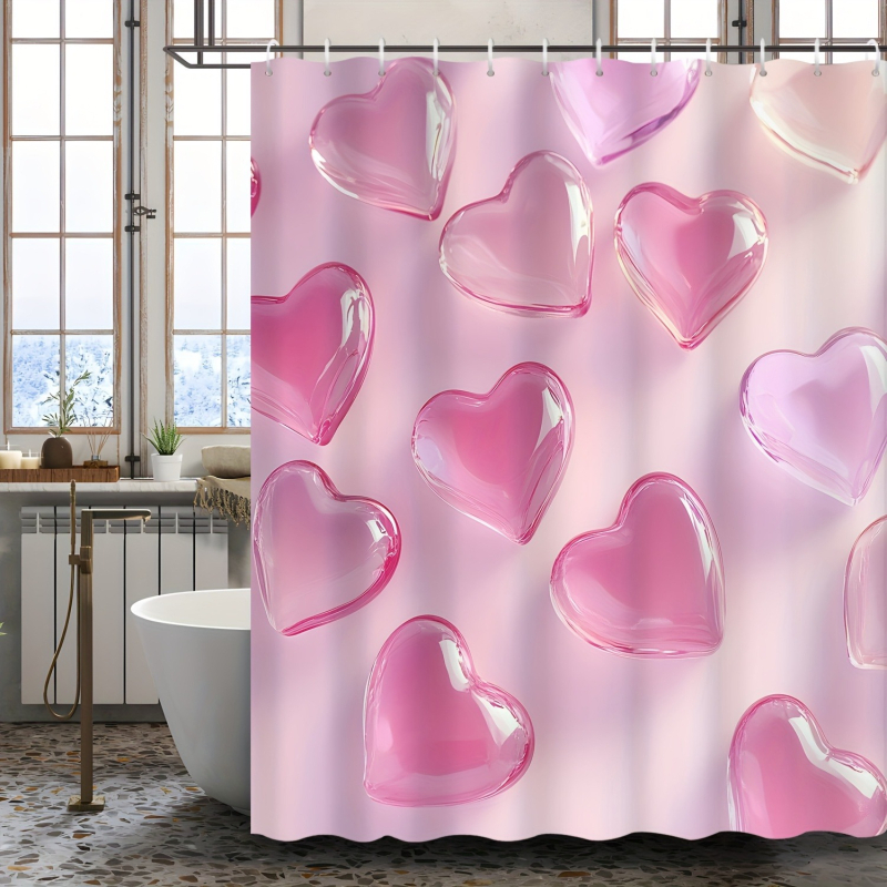 Amazon határokon átnyúló e-kereskedelem Valentin-napra átlátszó kristály szív alakú rózsaszín szívmintás zuhanyfüggöny Egyesült Államok Európa és Észak-Amerika