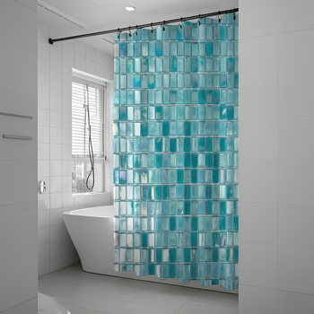 Amazon határokon átnyúló e-kereskedelem kék kockás mintás nyomtatott zuhanyfüggöny fürdőszoba dekoráció Egyesült Államok Európa Észak-Amerika