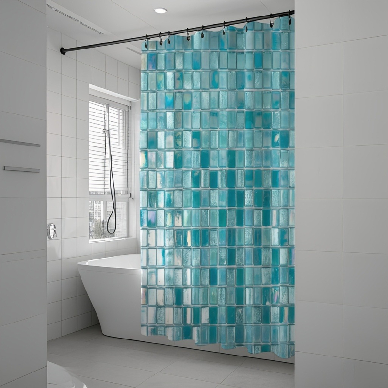 Amazon határokon átnyúló e-kereskedelem kék kockás mintás nyomtatott zuhanyfüggöny fürdőszoba dekoráció Egyesült Államok Európa Észak-Amerika