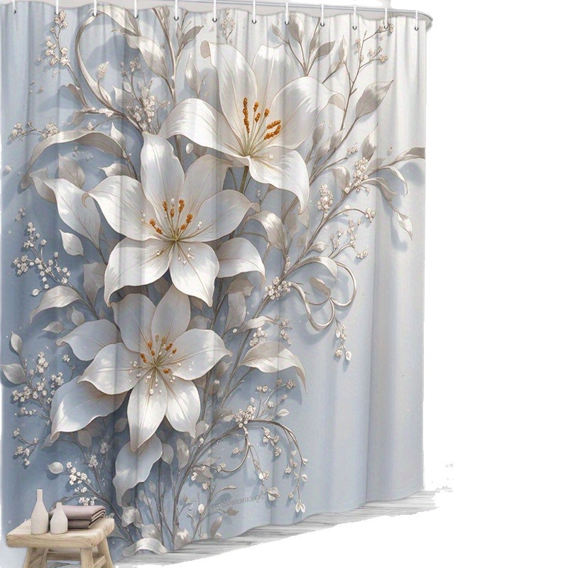 Temu prekogranična e-trgovina Elegantna zavjesa za tuširanje s motivom ljiljana, luksuzna dekoracija za kupaonicu, SAD, Europa, Sjeverna Amerika