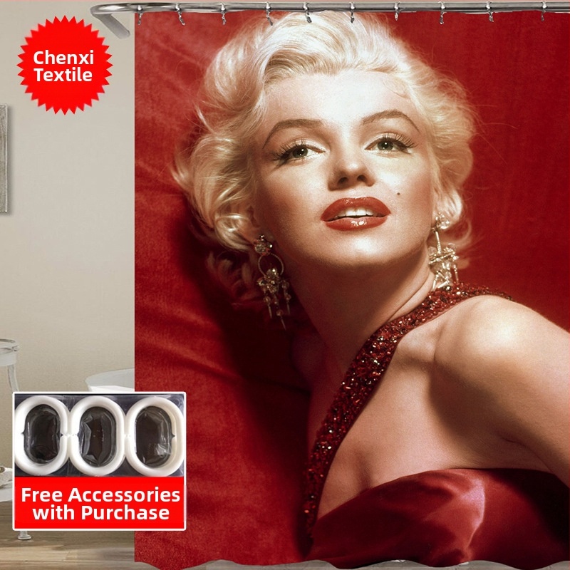 Нова персонализирана модна красота Дигитален печат Завеса за баня Плат от полиестер Водоустойчива завеса за душ на едро