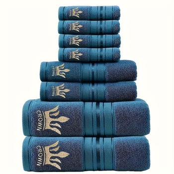 Grynos medvilnės rankšluosčių ir vonios rankšluosčių rinkinys su elegantišku siuvinėjimu, išskirtinis sustorintų ir padidintų kvadratinių rankšluosčių dovanų rinkinys