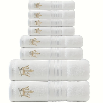 Grynos medvilnės rankšluosčių ir vonios rankšluosčių rinkinys su elegantišku siuvinėjimu, išskirtinis sustorintų ir padidintų kvadratinių rankšluosčių dovanų rinkinys