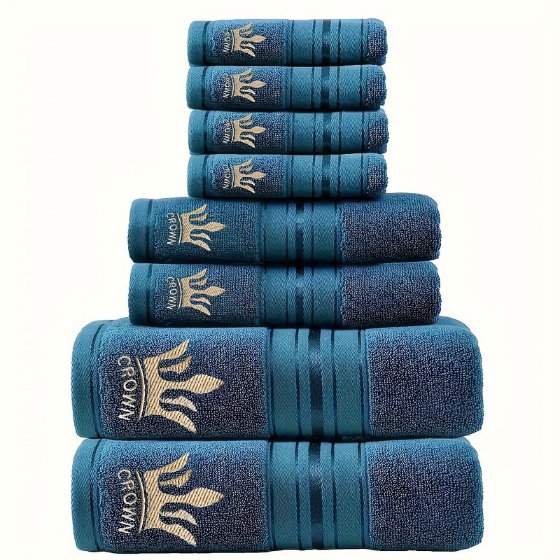 Grynos medvilnės rankšluosčių ir vonios rankšluosčių rinkinys su elegantišku siuvinėjimu, išskirtinis sustorintų ir padidintų kvadratinių rankšluosčių dovanų rinkinys