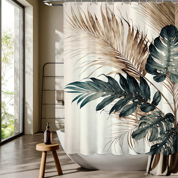 Temu határokon átnyúló e-kereskedelem modern divat akadálymentes luxus levélmintás nyomtatott zuhanyfüggöny Egyesült Államok, Európa és Észak-Amerika