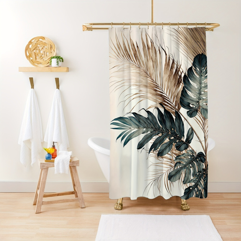 Temu határokon átnyúló e-kereskedelem modern divat akadálymentes luxus levélmintás nyomtatott zuhanyfüggöny Egyesült Államok, Európa és Észak-Amerika