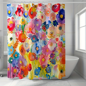 Shein Cross-Border E-Commerce Πολύχρωμη κουρτίνα ντους με λουλούδια, διακόσμηση τέχνης με ακουαρέλα, Ηνωμένες Πολιτείες, Ευρώπη και Βόρεια Αμερική