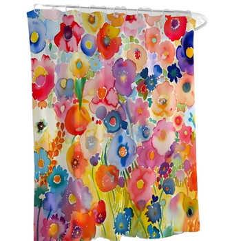 Shein Cross-Border E-Commerce Πολύχρωμη κουρτίνα ντους με λουλούδια, διακόσμηση τέχνης με ακουαρέλα, Ηνωμένες Πολιτείες, Ευρώπη και Βόρεια Αμερική
