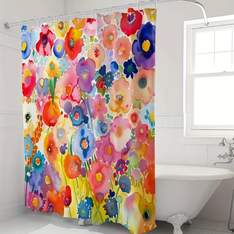 Shein határokon átnyúló e-kereskedelem színes virágos zuhanyfüggöny, akvarell virágdekoráció, Egyesült Államok, Európa és Észak-Amerika