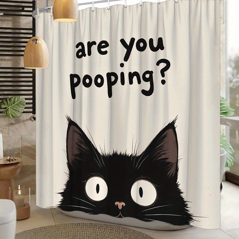 Temu határokon átnyúló e-kereskedelem humoros fekete macska székletürítés zuhanyfüggöny Egyesült Államok Európa és Észak-Amerika