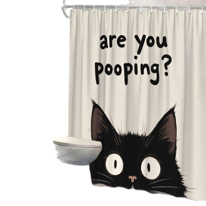 Temu határokon átnyúló e-kereskedelem humoros fekete macska székletürítés zuhanyfüggöny Egyesült Államok Európa és Észak-Amerika