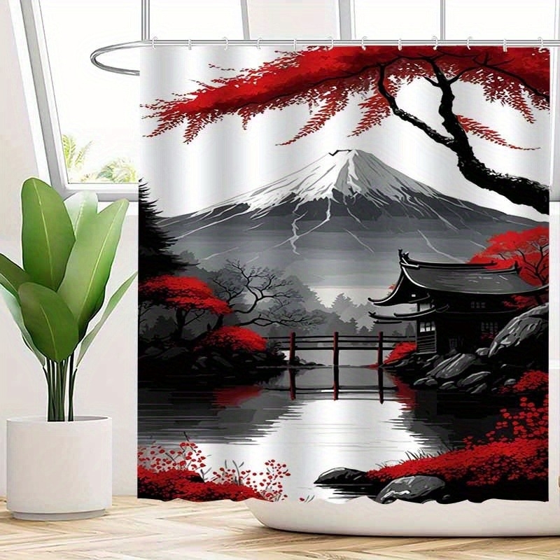 Завеса за душ Shein Cross-Border E-Commerce Ink Antique Style Landscape, САЩ, Европа и Северна Америка