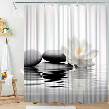 Shein határokon átnyúló e-kereskedelem nyugodt és egyszerű tavirózsás zuhanyfüggöny, poliészter szövet 12 akasztóval Egyesült Államok, Európa és Észak-Amerika