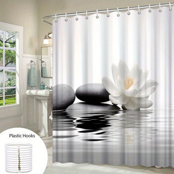 Shein határokon átnyúló e-kereskedelem nyugodt és egyszerű tavirózsás zuhanyfüggöny, poliészter szövet 12 akasztóval Egyesült Államok, Európa és Észak-Amerika