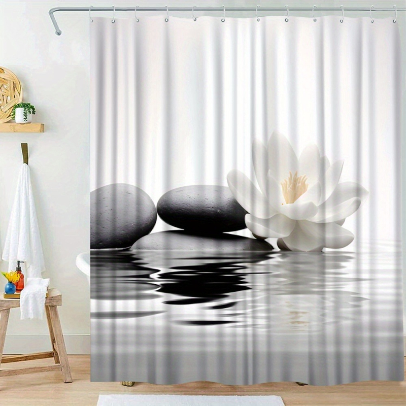 Shein határokon átnyúló e-kereskedelem nyugodt és egyszerű tavirózsás zuhanyfüggöny, poliészter szövet 12 akasztóval Egyesült Államok, Európa és Észak-Amerika