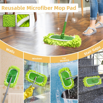 Κατάλληλο για Swiffer Sweeper Microfiber Green Chenille Wet and Dry Mop Ανταλλακτικό Κεφαλής Μικρού Μεγέθους