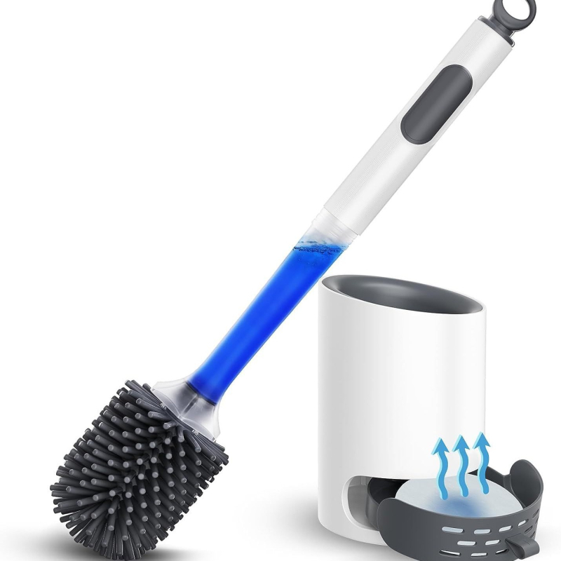 Határokon átnyúló szilikon folyadékkal adalékolt WC-kefe holt sarkok nélkül WC-tisztító kefe WC WC WC-spray víz puha sörték