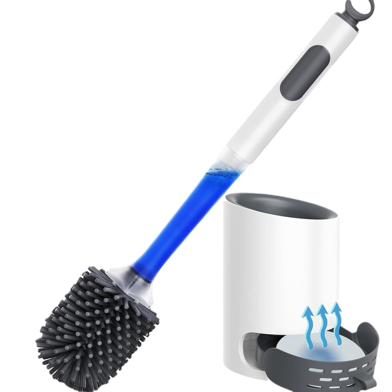 Határokon átnyúló szilikon folyadékkal adalékolt WC-kefe holt sarkok nélkül WC-tisztító kefe WC WC WC-spray víz puha sörték